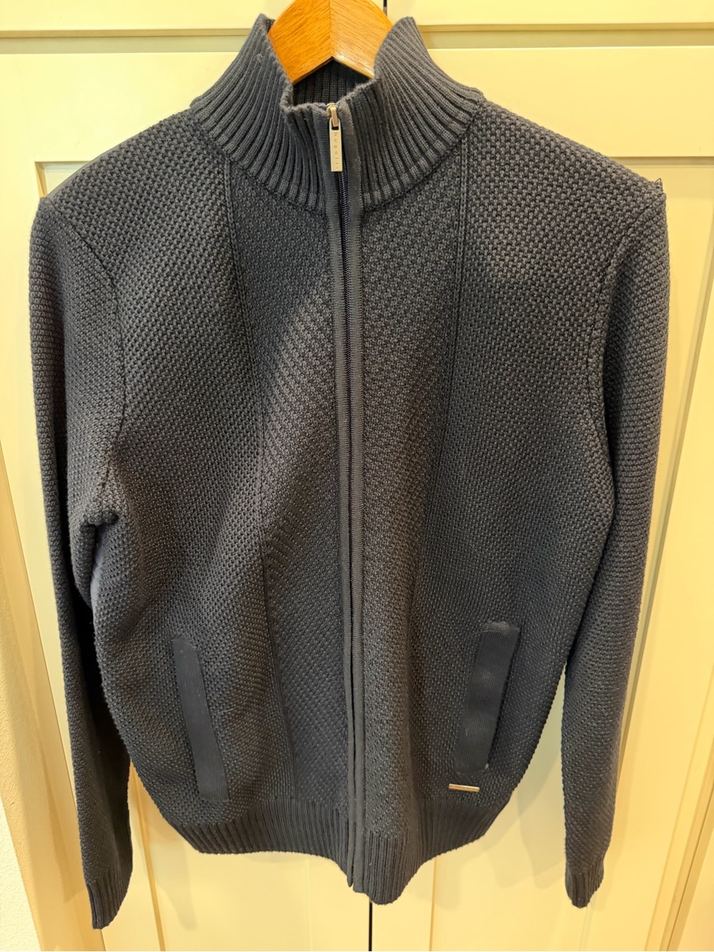Bugatti Men's Full Zip Knit Sweater - navy blue